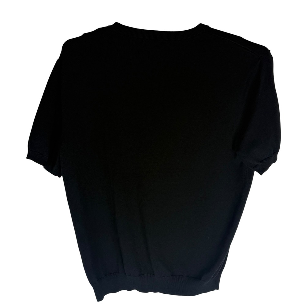 Thom Aaron Mens Black Short Sleeve Knit Sweater Crew Neck Size Large 1840 - Picture 4 of 6
